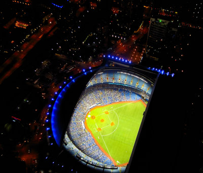The Baseball Arena from the CN Tower,Toronto,Ontario,Canada. The Players are running...