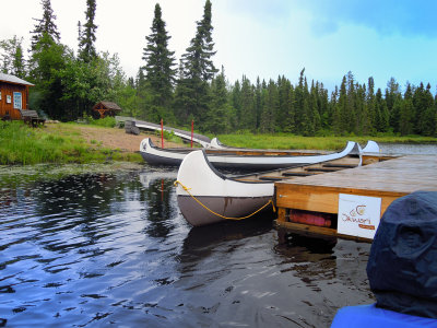 Visit to the lake with a Indian canoe 