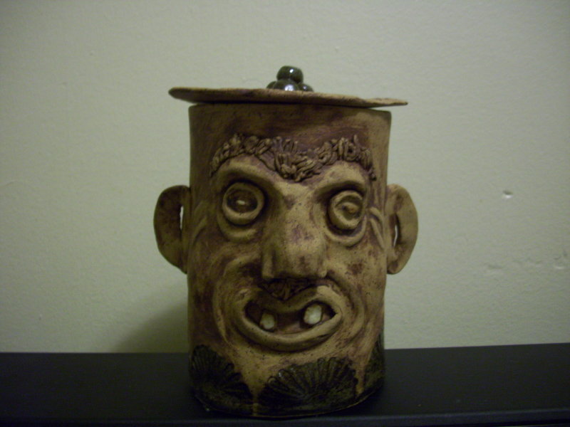 Jughead Joe, Hand sculpted stoneware clay jar 