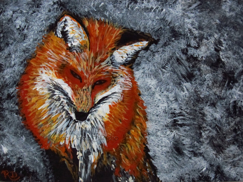 Red Fox acrylic on gessboard 5x7