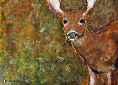 Forest Deer acrylic on gessoboard 5x7
