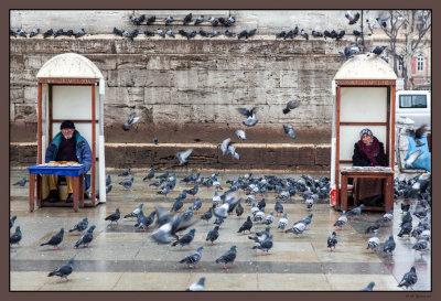 64 Two street vendor and pigeons 2