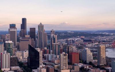 Sunset. Seattle and Mt. Rainier