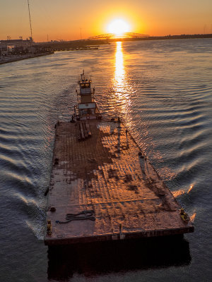Tug and Barge and Sunrise