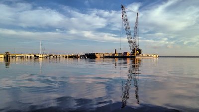 Barge and Crane Docked