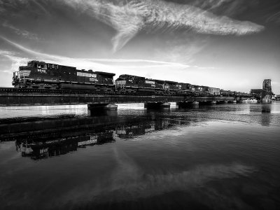 Train Across the St. John's BW