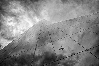 Chopper and Clouds BW