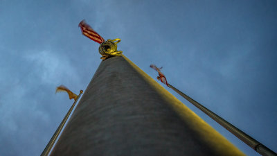 Three Flag Poles at Dawn