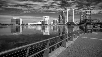 JAXscape from the South Bank Riverwalk BW