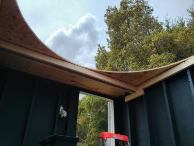 Roof panel installation.