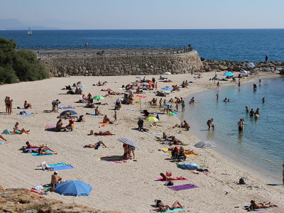 Topless Bathers at the Antibes  Beach 