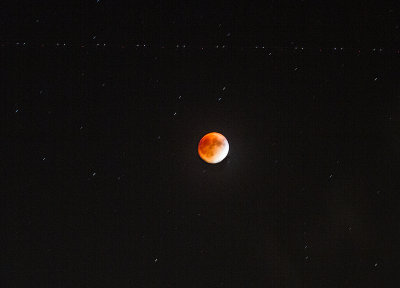 Total Lunar Eclipse, Star Trails, Passenger Jet Passing over Moon