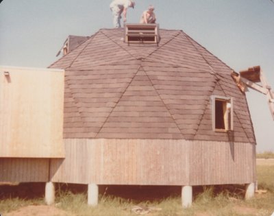 Shingling the top of the dome.