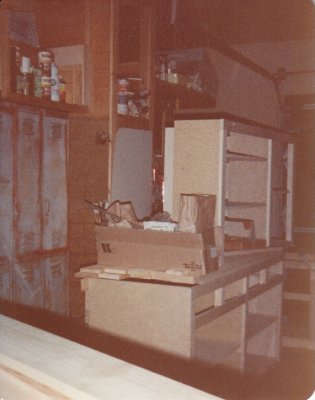 Dad built the kitchen cabinets in the garage at Mom & Dad's house in Mustang.