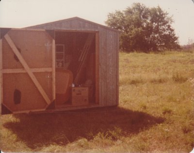 Mary wisely insisted we needed a storage shed to hold supplies and went out and ordered one to be delivered; we used it until it was torn down 20+ years later to make room for another project, our sunroom.