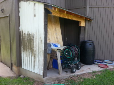 Another view of the built-in upper shelves for the potting shed.