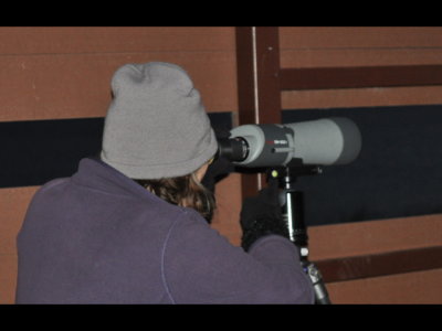 Hollis using her scope for a last look.