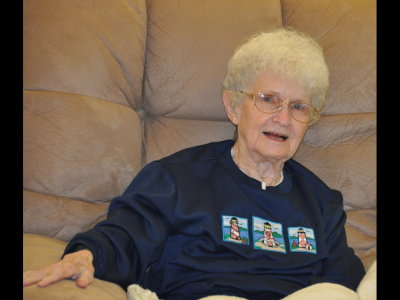 Great-grandmother Mary Lou watching the goings-on