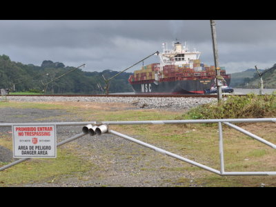 Container ship in Panama Canal near Gamboa, Panama