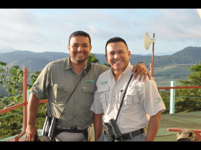 Our main guides, Carlos and Alex
on the deck at Canopy Tower, Panama