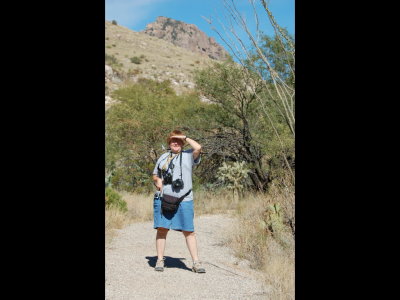 Mary on the trail at Fort Lowell Park, Tucson, AZ