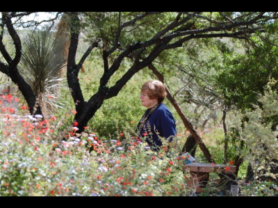 Mary in the garden at Tohono Chul Park, AZ