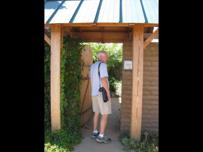 Steve decides to take a break in the Meditation Garden at Tohono Chul Park, AZ