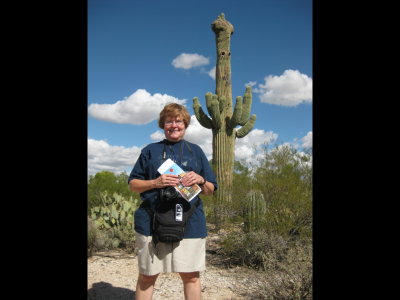 Mary and a fancy saguaro