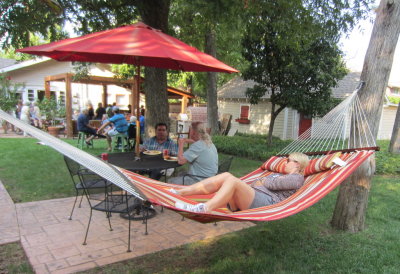 Angela enjoyed relaxing on Boo and Freddie's hammock.