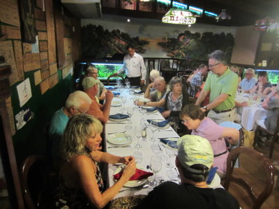 Inside El Tocororo Restaurant, Havana, Cuba
Carli, Bob, John, Rich, Lorraine, our tour guide, Yuri, Patti, Lou, Marnelle, our tour organizer, Gary, Mary and Doug
Wednesday evening, March 16, 2016