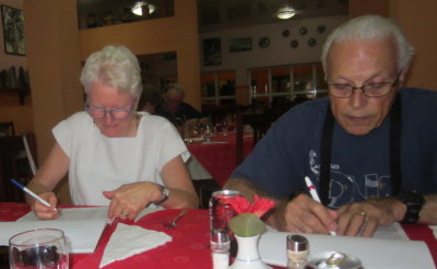Patti and Bob reviewing bird survey checklist
Friday evening, March 18, 2016