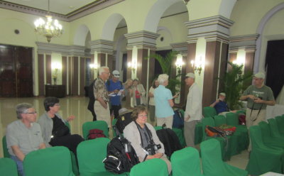 Rich, Lorraine, Bob, Yuri, Mary (in front), Carli, Marnelle, Patti, Renee, Lou, Doug & John
in the Havana, Cuba, Hotel Nacional conference room, waiting on room assignments