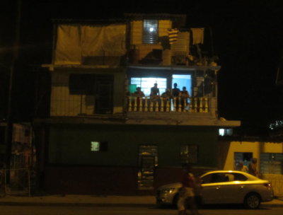 People listening to the Rolling Stones from their balcony
across the street from Ciudad Deportivo (sports complex)
Friday, March 25, 2016, Havana, Cuba