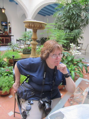 Mary relaxing in the Hotel Santa Isabel lobby at the Plaza de Armas in Old Havana, Cuba
March 26, 2016