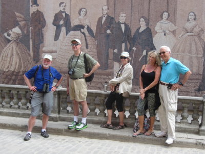 John, Doug, Marnelle, Carli and Bob
striking a pose inspired by the mural behind them
that reflects the opposite side of the street
Old Havana, Cuba, Saturday, March 26, 2016