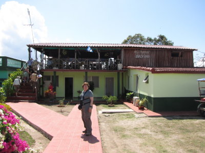 Mary in front of
our lunch spot back in Playa Larga