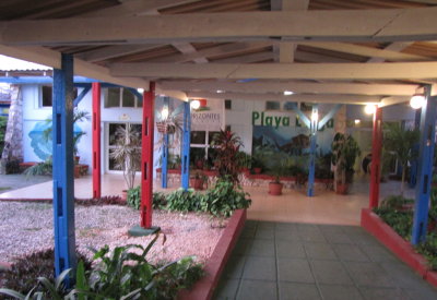 Wide view of the entrance to Playa Larga Hotel