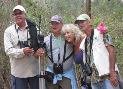 Carli with our birding guides Frank, Paulino and Orlando, our local guide for the day