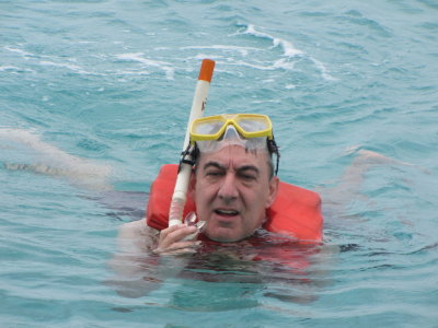 Doug was the only one who braved the cold water in the cool breeze.
He was rewarded with seeing many species of fish, he said.