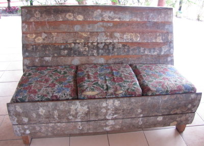 A sofa made with local wood