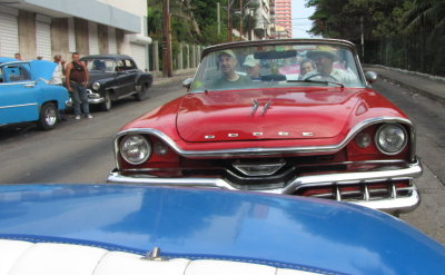 In the car behind
