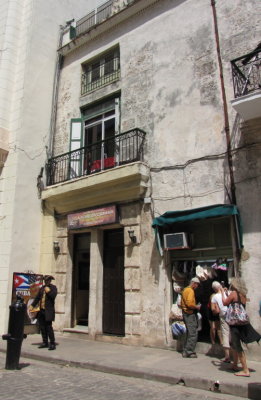 'Town cryer' in a hot costume inviting people into the restaurant where we ate lunch