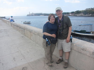 Mary and Steve along the Malecon at Havana Harbor