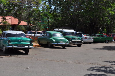 Parking lot at Boca de Cuama, location of a crocodile farm