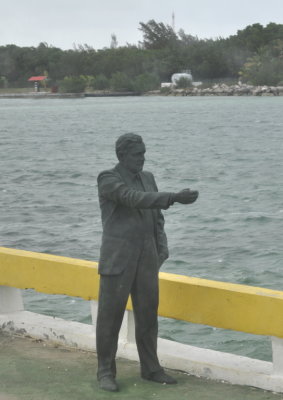 One of the statues of Ernest Hemingway along the bridge to Cayo Guillermo, Cuba