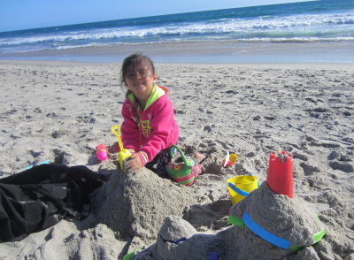 Devon started some sand castle construction.