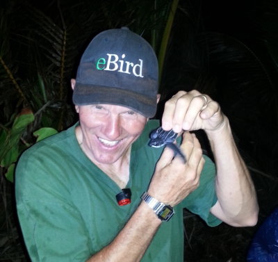 Larry Mays with newly-hatched Leatherback Turtle