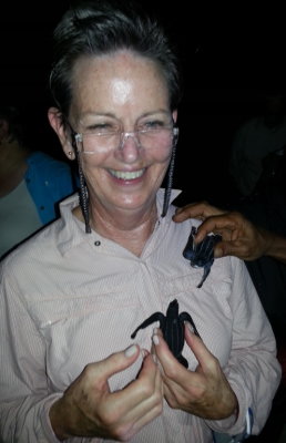 Gail King with baby Leatherback Turtle 