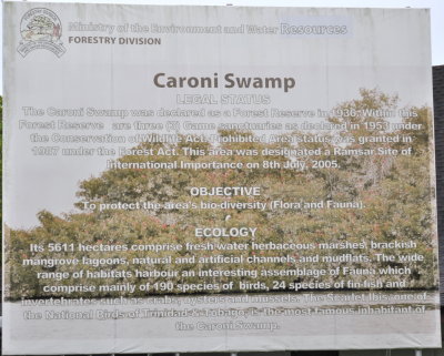 Caroni Swamp sign