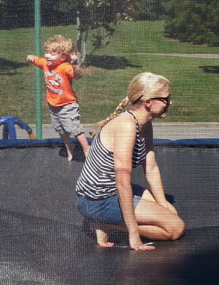 Max and Angela entertained us on the neighbors' trampoline.
